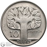 10 Zlotys The Tree; Trial Strike, Poland, 1964 reverse image