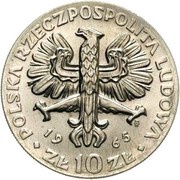 10 Zlotys 700th Anniversary of Warsaw - Nike; Trial Strike obverse image
