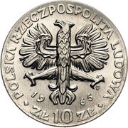 10 Zlotys 700th Anniversary of Warsaw - Nike; Trial Strike obverse image