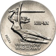 10 Zlotys 700th Anniversary of Warsaw - Nike; Trial Strike, Poland, 1965 reverse image