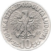 10 Zlotys Mikolaj Kopernik, large type; Trial Strike obverse image