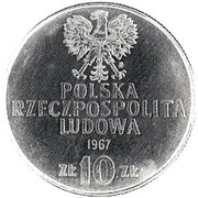 10 Zlotys October Revolution;Trial Strike obverse image