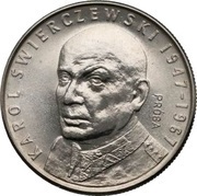 10 Zlotys Karol Świerczewski without hat; Trial Strike, Poland, 1967 reverse image