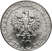 10 Zlotys Mikolaj Kopernik, small type; Trial Strike obverse image