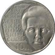10 Zlotys Maria Skłodowska-Curie, Poland, 1967 reverse image