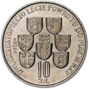 10 Zlotys Anniversary of Provincial Annexations Trial Strike, Poland, 1970 reverse image