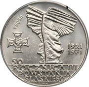 10 Zlotys 50th Anniversary of Third Silesian Uprising; Trial Strike, Poland, 1971 reverse image