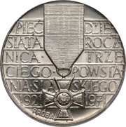 10 Zlotys 50th Anniversary of Third Silesian Uprising; Trial Strike, Poland, 1971 reverse image