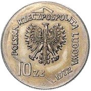 10 Zlotys Gdynia Seaport; Trial Strike filled land obverse image