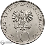 10 Zlotys Adam Mickiewicz; Trial Strike obverse image
