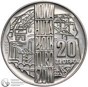 20 Zlotys Nowa Huta Turoszów; Trial Strike Ni, Poland, 1964 reverse image
