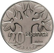 20 Zlotys The Tree; Trial Strike, Poland, 1964 reverse image