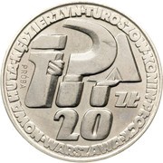 20 Zlotys Key, Sickle and Trowel; Trial Strike CuNi, Poland, 1964 reverse image