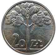 20 Zlotys Trial Strike CuNi, Poland, 1973 reverse image