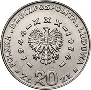 20 Zlotys People's Republic; Trial Strike obverse image
