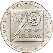 20 Zlotys XXX years of budgetary laws PRL; Trial Strike, Poland, 1976 reverse image