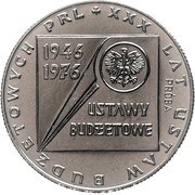 20 Zlotys XXX years of budgetary laws PRL; Trial Strike±, Poland, 1976 reverse image