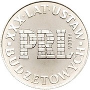 20 Zlotys XXX years of budgetary laws PRL; Trial Strike±, Poland, 1976 reverse image