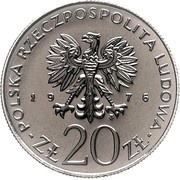20 Zlotys XXX years of budgetary laws PRL; Trial Strike± obverse image