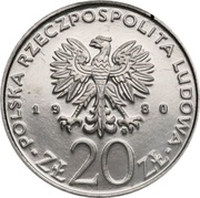 20 Zlotys 1980 Summer Olympics; Trial Strike obverse image