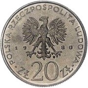 20 Zlotys XXII Olympic Games; Trial Strike obverse image