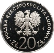 20 Zlotys Restoration of Krakow; Trial Strike obverse image