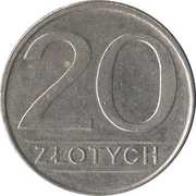 20 Zlotys large type, Poland, 1984-1988 reverse image