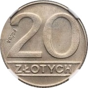 20 Zlotys Trial Strike, Poland, 1989 reverse image