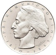 50 Zlotys Frederic Chopin; Trial Strike Ag, Poland, 1972 reverse image