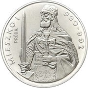 50 Zlotys Duke Mieszko I halflength portrait; Trial Strike, Poland, 1979 reverse image