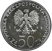 50 Zlotys Duke Mieszko I halflength portrait; Trial Strike obverse image