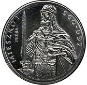 50 Zlotys Duke Mieszko I halflength portrait; Trial Strike, Poland, 1979 reverse image