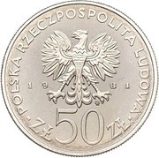 50 Zlotys General Wladyslaw Sikorski; Trial Strike obverse image