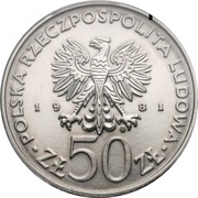 50 Zlotys General Wladyslaw Sikorski; Trial Strike obverse image