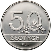 50 Zlotys Trial Strike, Poland, 1990 reverse image