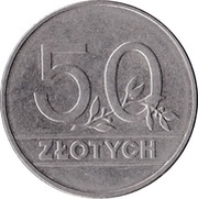 50 Zlotys, Poland, 1990 reverse image