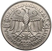100 Zlotys Polish Millennium Trial Strike Ni faces right with 100zl large eagle obverse image