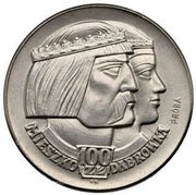 100 Zlotys Polish Millennium Trial Strike Ni faces right with 100zl large eagle, Poland, 1960 reverse image