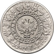 100 Zlotys Polish Millennium Trial Strike Ag bust right obverse image