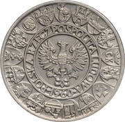100 Zlotys Polish Millennium Trial Strike Ni with background obverse image