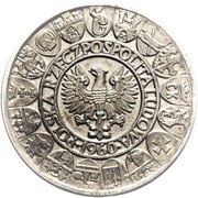 100 Zlotys Polish Millennium Trial Strike Ag with background obverse image