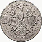 100 Zlotys Polish Millennium Trial Strike Ag faces right with 100zl large eagle obverse image