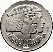 100 Zlotys Polish Millennium Trial Strike Ag faces right with 100zl small eagle, Poland, 1960 reverse image