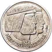 100 Zlotys Polish Millennium Trial Strike Ag faces right with eagle; large eagle 2nd type, Poland, 1960 reverse image