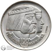 100 Zlotys Polish Millennium heads; Trial Strike, Poland, 1966 reverse image