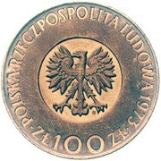 100 Zlotys Mikolaj Kopernik big; Trial Strike Cu obverse image