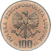 100 Zlotys Royal Castle in Warsaw Cu obverse image