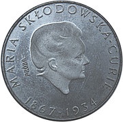 100 Zlotys Maria Skłodowska-Curie small; Trial Strike Ag, Poland, 1974 reverse image