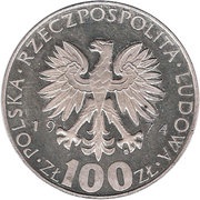 100 Zlotys Death of Marie Curie obverse image