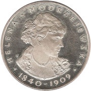 100 Zlotys Helena Modrzejewska, Poland, 1975 reverse image